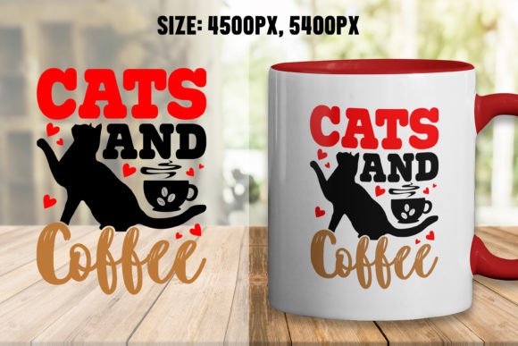 Coffee and Cat SVG Mug or Tshirt Design