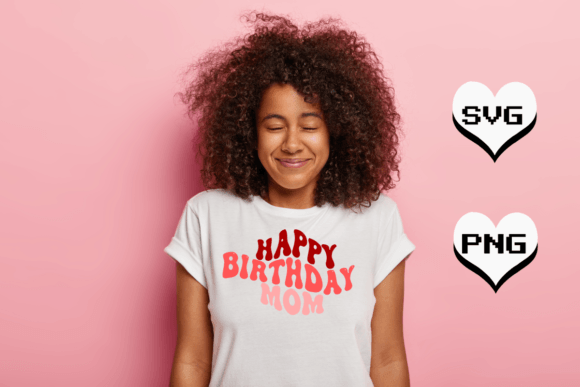 Groovy Design Happy Birthday Mom SVG