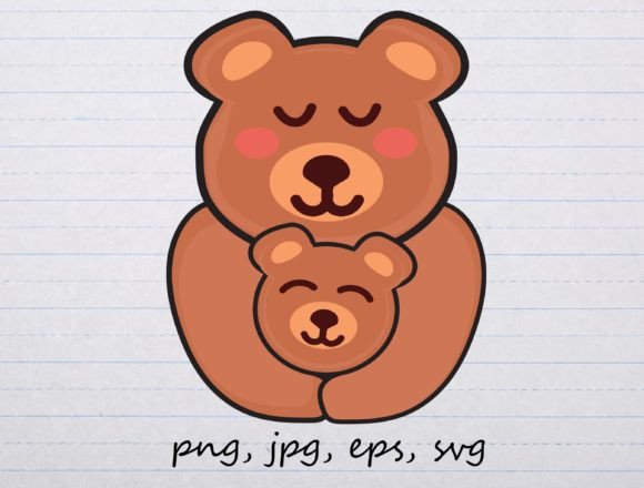 Mom and Baby Bear Clipart Vector Graphic