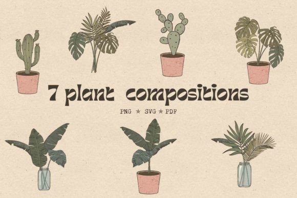Retro Boho Tropical Houseplants SVG PNG